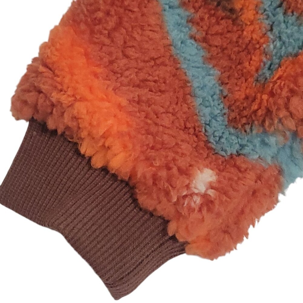 Rock & Roll Denim Burnt OrangeTeal Printed Sherpa Pullover Kids S Zip Aztec - Picture 7 of 14